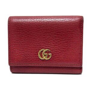 GUCCI GG Marmont 474746 Red Leather - Trifold Wallet
